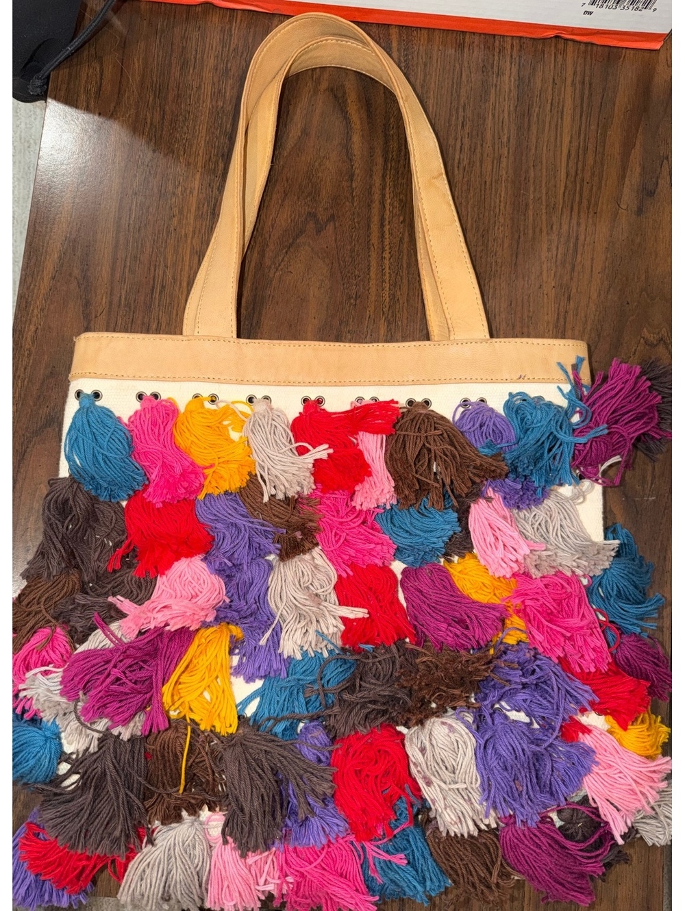 Noonday Collection Canvas tote bag with multicolor tassels